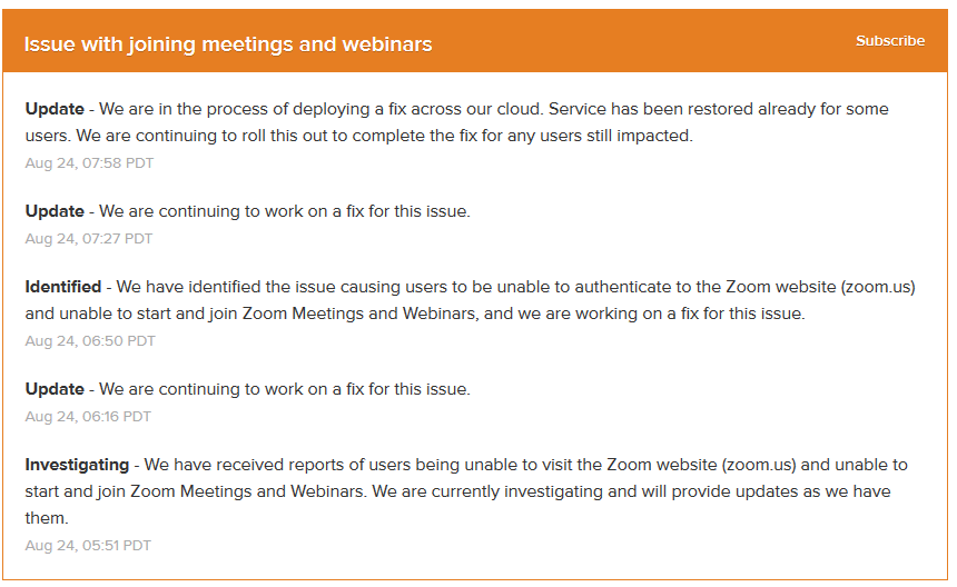 Zoom outage Monday, August 24, 2020_0800